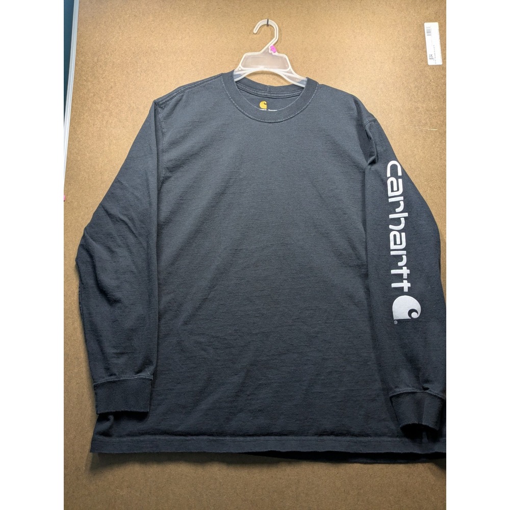 Carhartt K231 Mens XL Black Long Sleeve Graphic Logo T-Shirt Original Fit Cotton